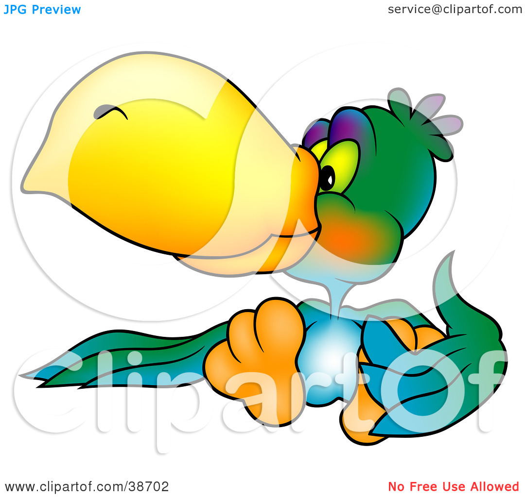Clipart Illustration Of A Vibrantly Colored Parrot With A Yellow Beak