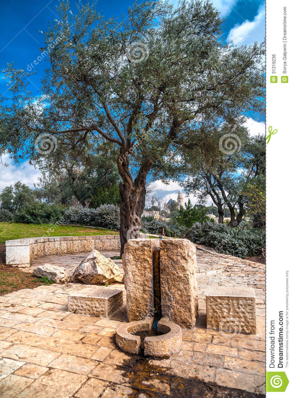 Drinking Fountain In The Park Of Jerusalem Near The Old City 