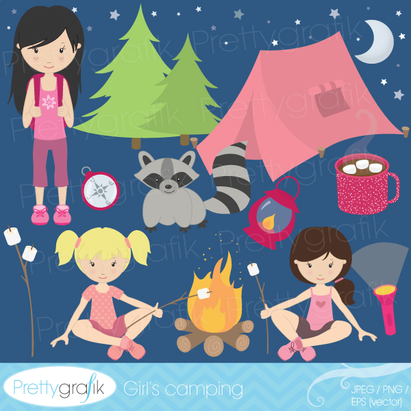 Girls Camping Clipart Camping Clipart For Scrapbooking Commercial Use