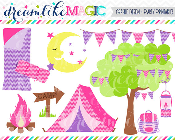 Girly Glam Camp Party   Clipart For Personal Or Commercial Use
