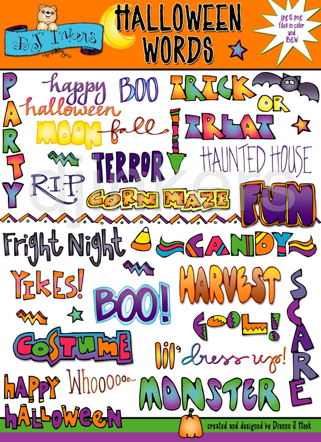 Halloween Words   Clipart Sayings Created By Dj Inkers
