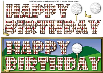 Happy Birthday Golf Large Dl By Eva Cano