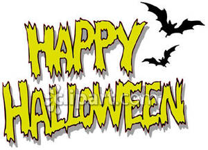 Happy Halloween Clip Art The Words Happy Halloween With Bats Royalty