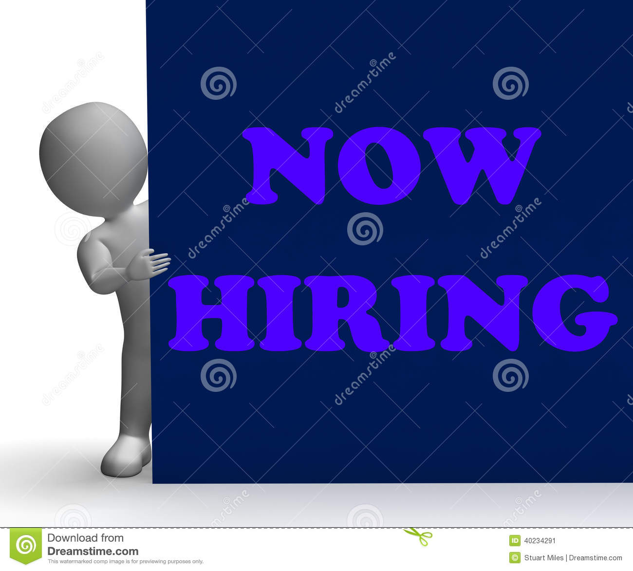 Now Hiring Sign Shows Job Opportunity And Stock Illustration   Image