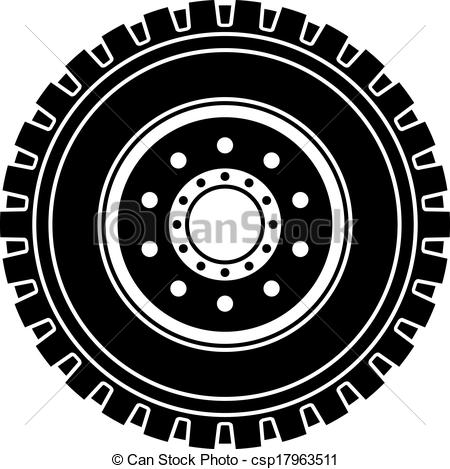 Of Vector Truck Wheel Black White Symbol Csp17963511   Search Clipart    