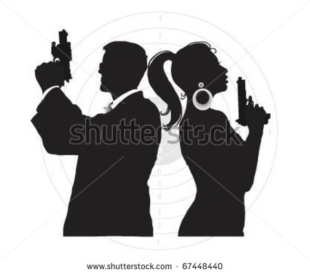 Portrait Of Special Agents With Weapon    Stock Vector