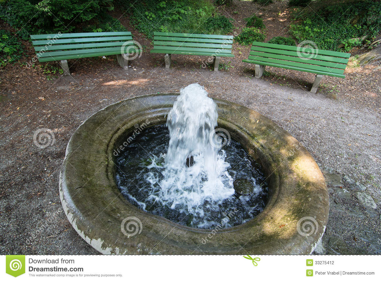 Small Fountain And Benches Stock Photography   Image  33275412