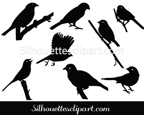 Sparrow Silhouette Vector Clip Art Pack   Silhouette Clip Art