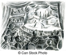 Spectators Looking From Theatre Box To The Ballet On Stage