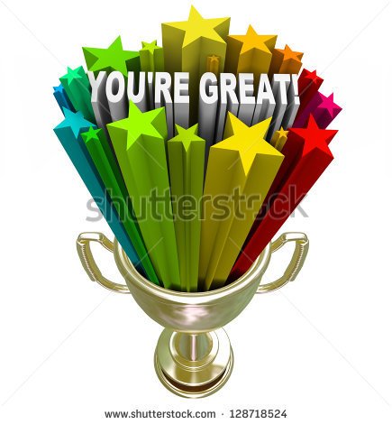 Stock Photo A Golden Trophy With The Words You Re Great Symbolizing