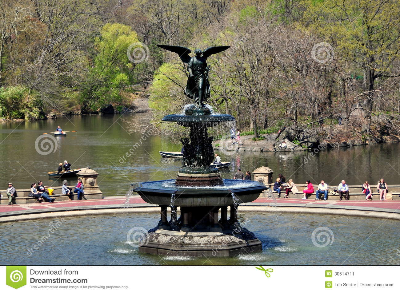 The Beautiful Bethesda Fountain And Plaza Adjacent To The Central Park