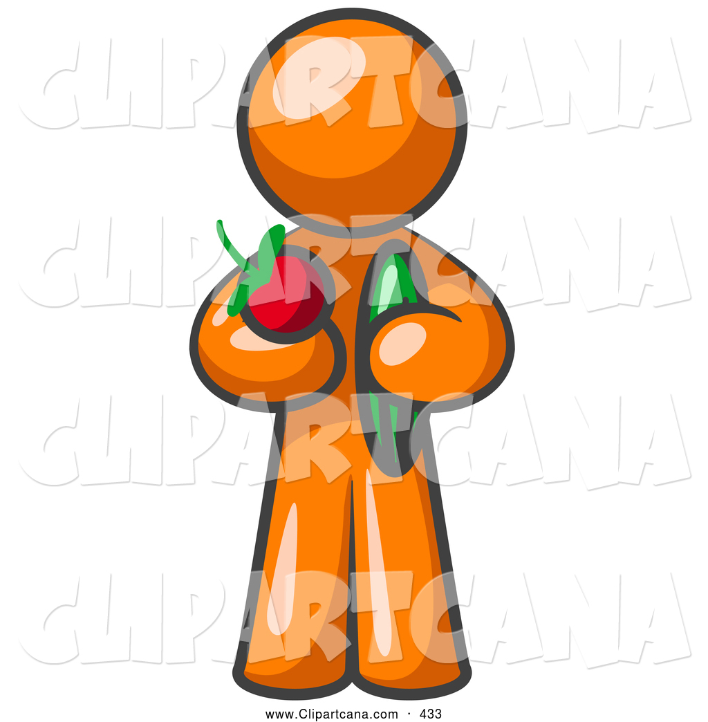 Vector Clip Art Of A Healthy Orange Person Carrying Fresh And