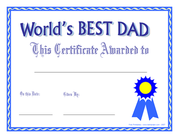 World S Best Dad Award Printable Certificate