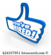 You Re Hired Words Thumbs Up Symbol Interview Accepted Approval