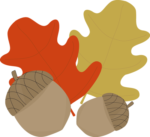 Acorn And Leaves Clip Art Image   Rustic Autumn Leaves And Acorns