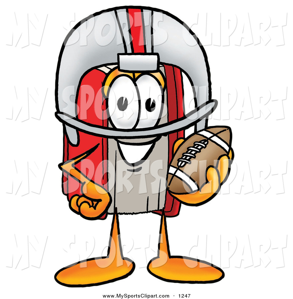 Art Of A Sporty Red Book Mascot Cartoon Character In Helmet Clipart