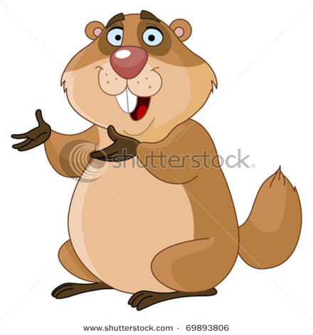 Cartoon Groundhog Or Gopher In A Vector Clip Art Illustration