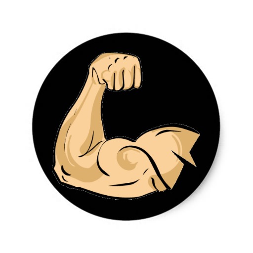 Cartoon Muscles Man Strong Arm Biceps Athletic Pow Classic Round