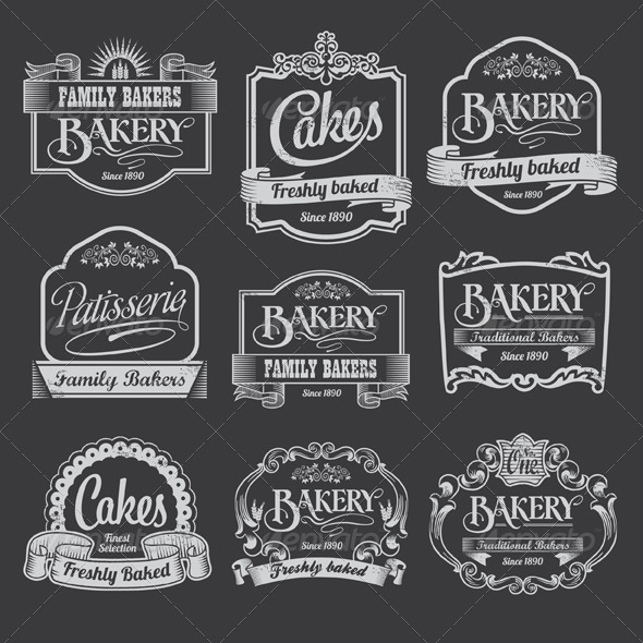 Chalkboard Bakery Vector Banner And Label   Miscellaneous Characters