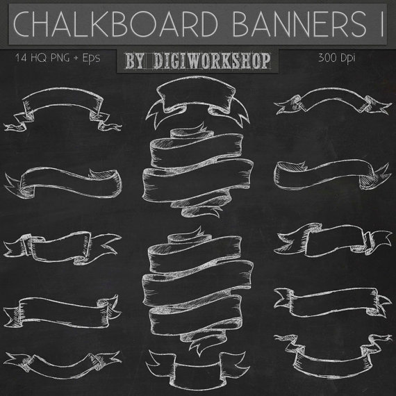 Chalkboard Clip Art Chalkboard Banners I Clipart With Hand Drawn