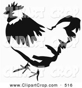Clip Art Vector Of A Black And White Paintbrush Stroke Styled Chicken    