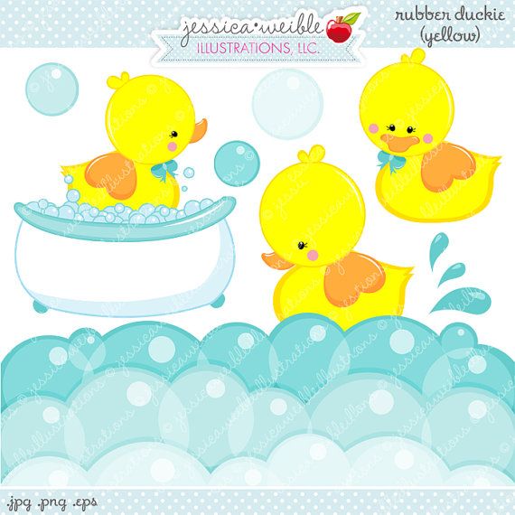 Commercial Use Ok   Digital Rubber Duck Graphics   Yellow Duck Clipart