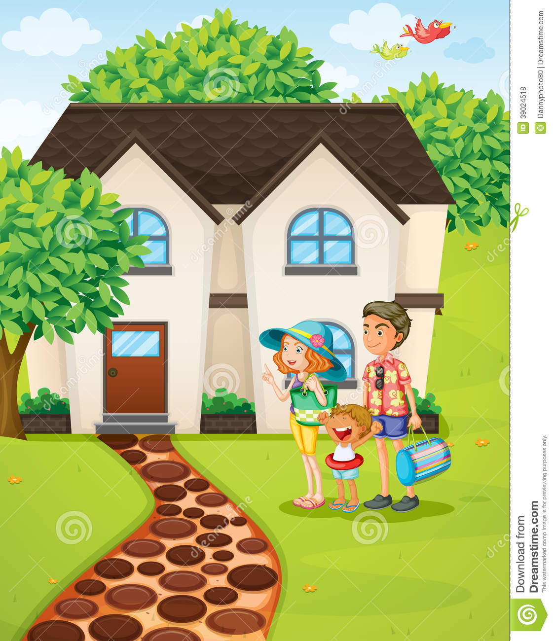 Happy Family Preparing For An Outing Stock Vector   Image  39024518