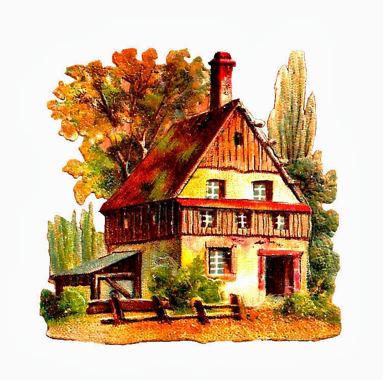     House Clip Art  2 Antique House Graphics Of Rural Cottage And Farm