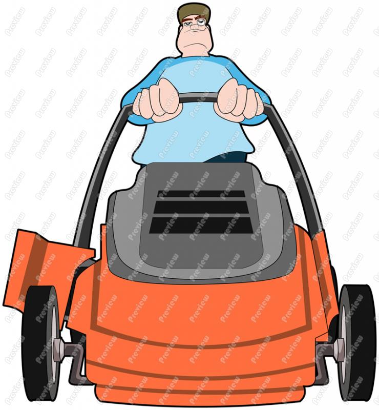 Man Mowing Lawn Character Clip Art   Royalty Free Clipart   Vector