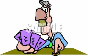 Man Playing Poker And Betting   Royalty Free Clipart Picture