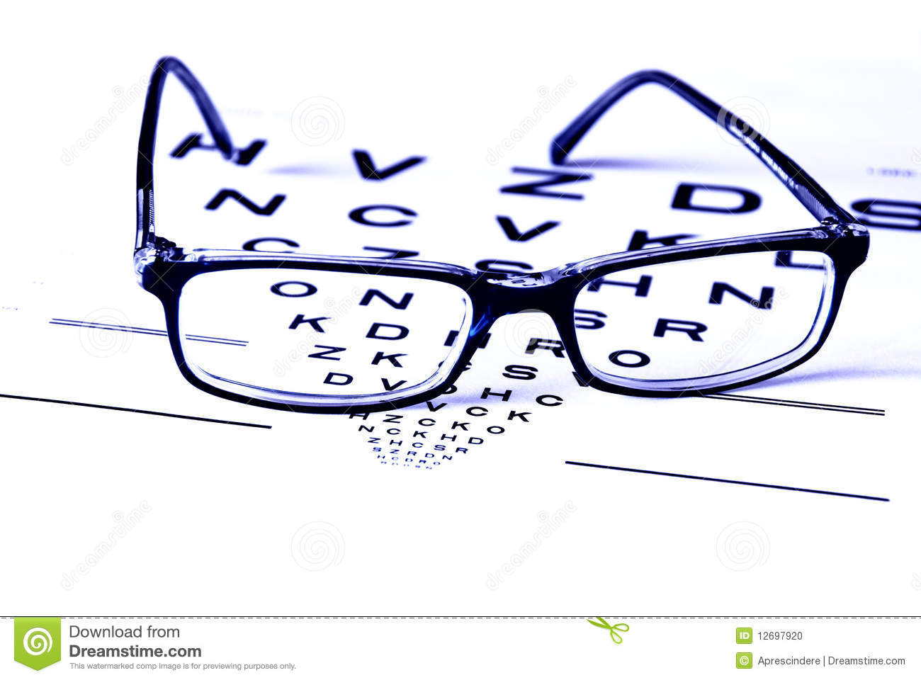 Optometrist Eye Test Chart And Glassesin Blue Light