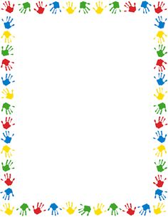 Page Border Featuring Handprints In Different Colors  Free Downloads