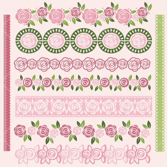 Png Rose Flower Shabby Chic Border Clipart Decorative For Scrapbook