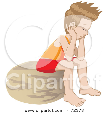 Royalty Free  Rf  Clipart Illustration Of A Lonely Little Boy Sitting
