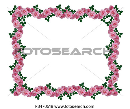 Stock Illustration   Pink Roses Garland Border  Fotosearch   Search