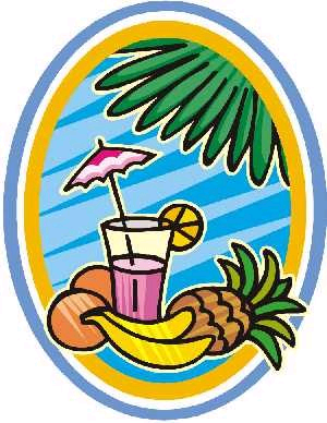 Tropical Island Fruit Umbrella Drink Clip Art For Labor Day   Coloring