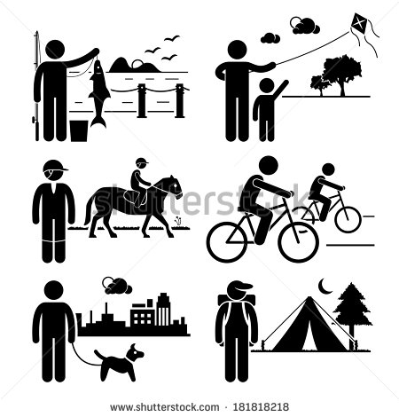 Walking Camping   Stick Figure Pictogram Icon Clipart   Stock Photo