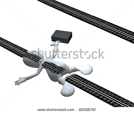 3d Man Run Over With Tire Marks On His Back   Stock Photo