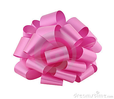Big Pink Ribbon Bow Isolated On White With Clipping Path For More On    