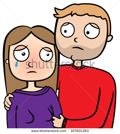 Cartoon Vector Illustration Of A Sad Couple Crying And Upset Argument