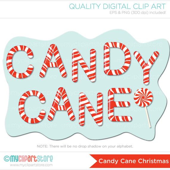 Christmas Candy Cane Alphabet Clip Art   Digital Clipart   Instant    