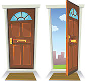 Clip Art Of Doors Closed And Open K13281637   Search Clipart