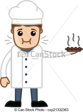 Clip Art Vector Of Chef Tasting Sweet Dish Vector   Cartoon Chef    