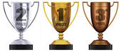 Gold Silver And Bronze Trophies   Clipart Graphic