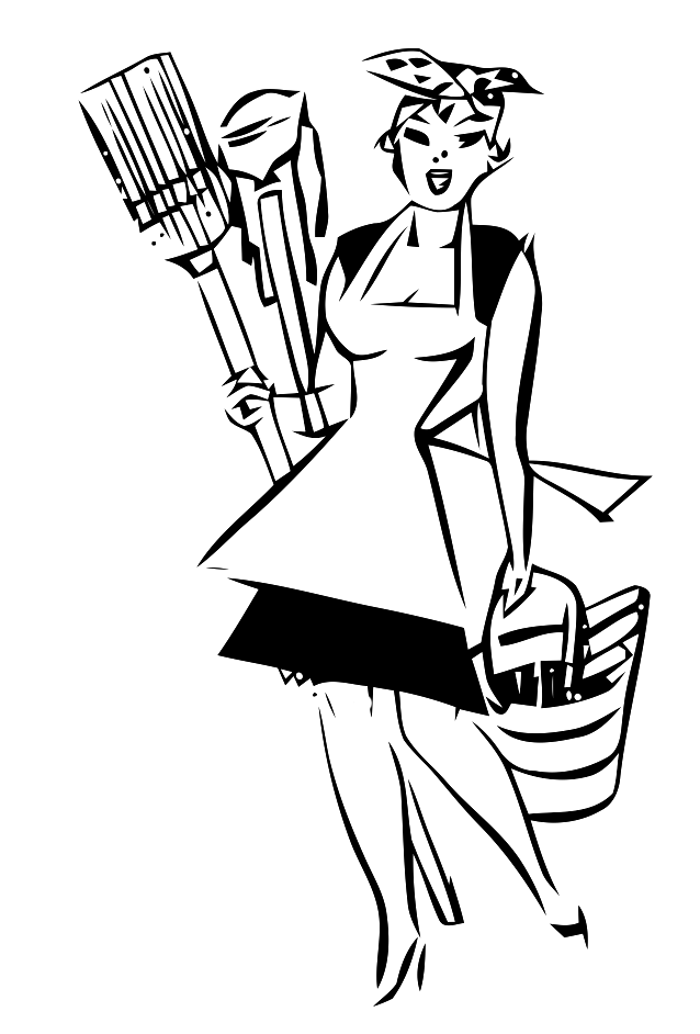 Housewife Cleaning Janitor House Cleaning   Retrographix Clipart