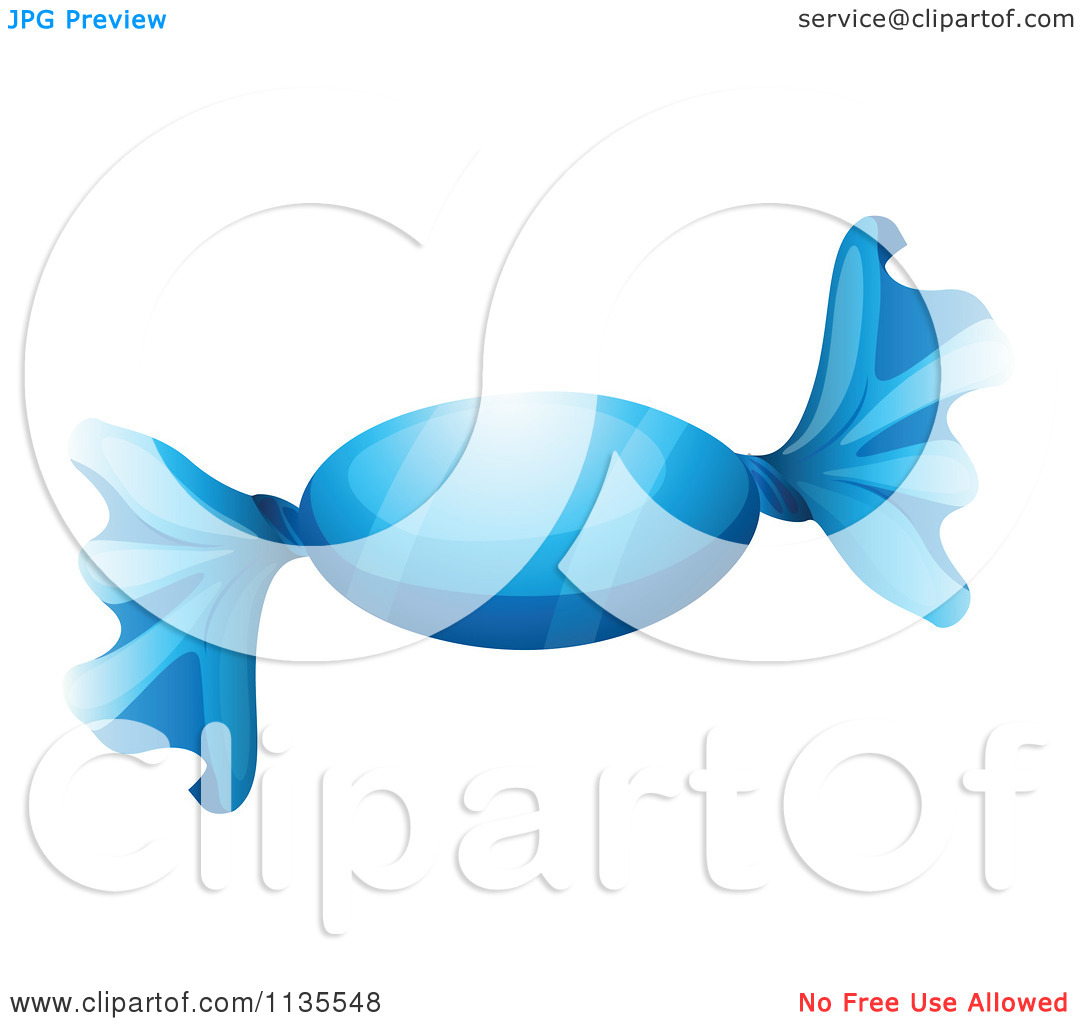 Of Hard Candy In A Blue Stripe Wrapper   Royalty Free Vector Clipart    