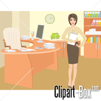 Related Girl Working In Office Cliparts