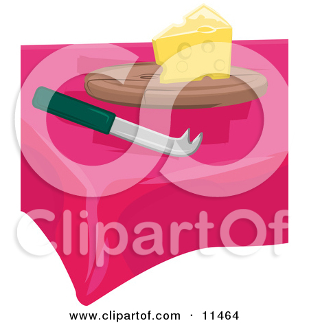 Slice Of Swiss Cheese And A Knife On A Table Clipart Illustration By