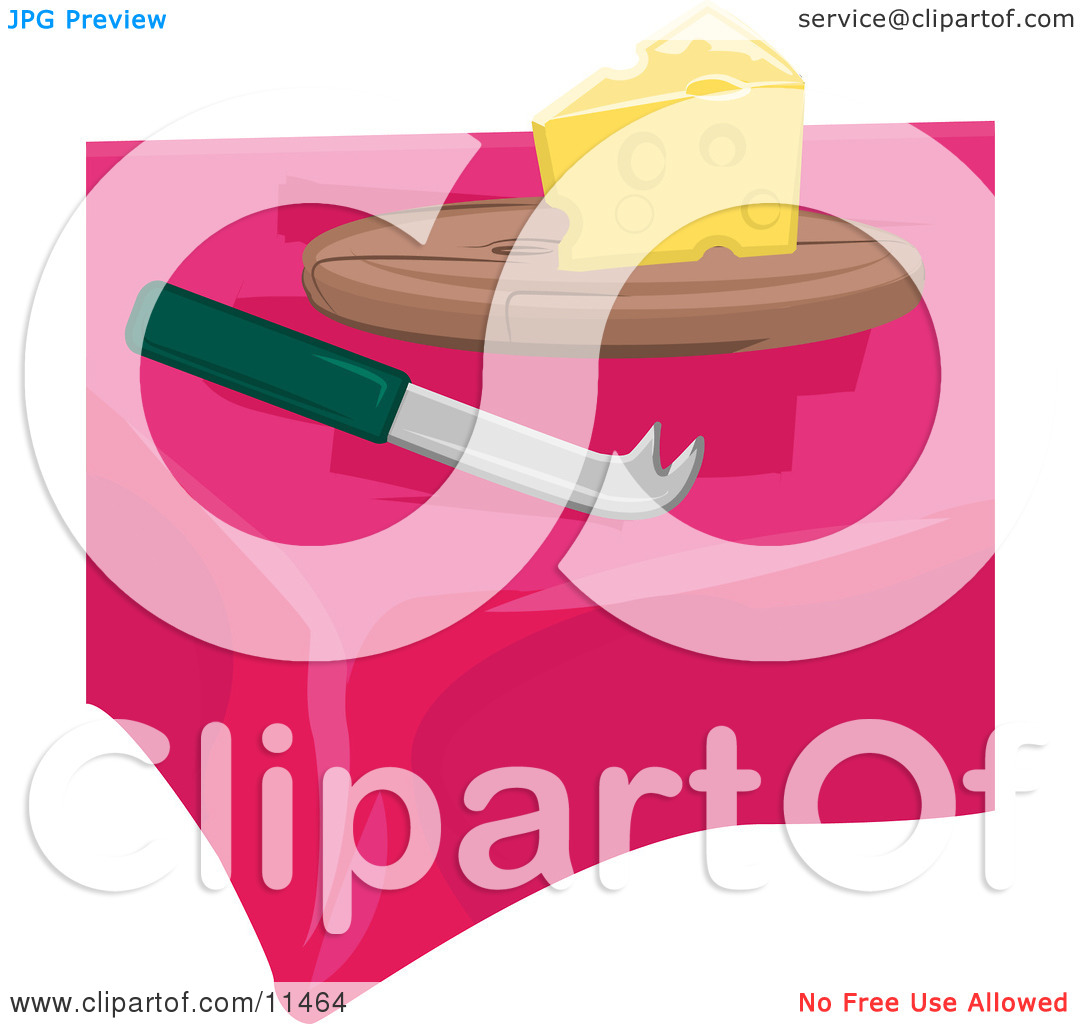 Slice Of Swiss Cheese And A Knife On A Table Clipart Illustration By