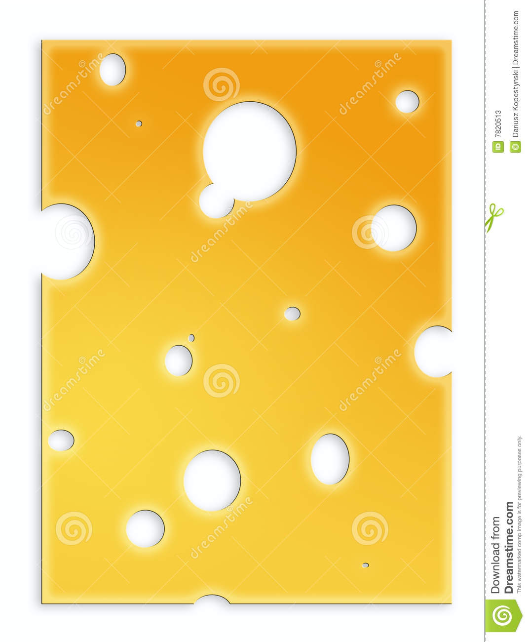 Slice Of Yellow Cheese  Illustration On White Background